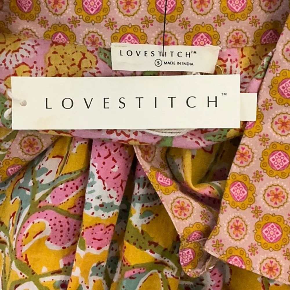 NWT LoveStitch Dress pockets 100% cotton midi floral tiered oranges golds pinks - Picture 9 of 15